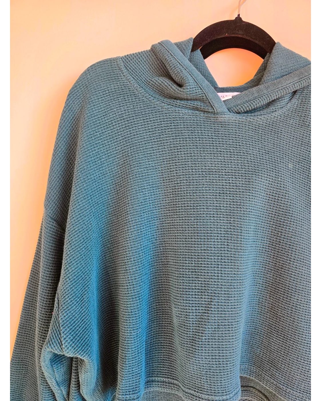 Blue Athleta Waffle Knit Cropped Hoodie Jogger Set, size L – photo 4