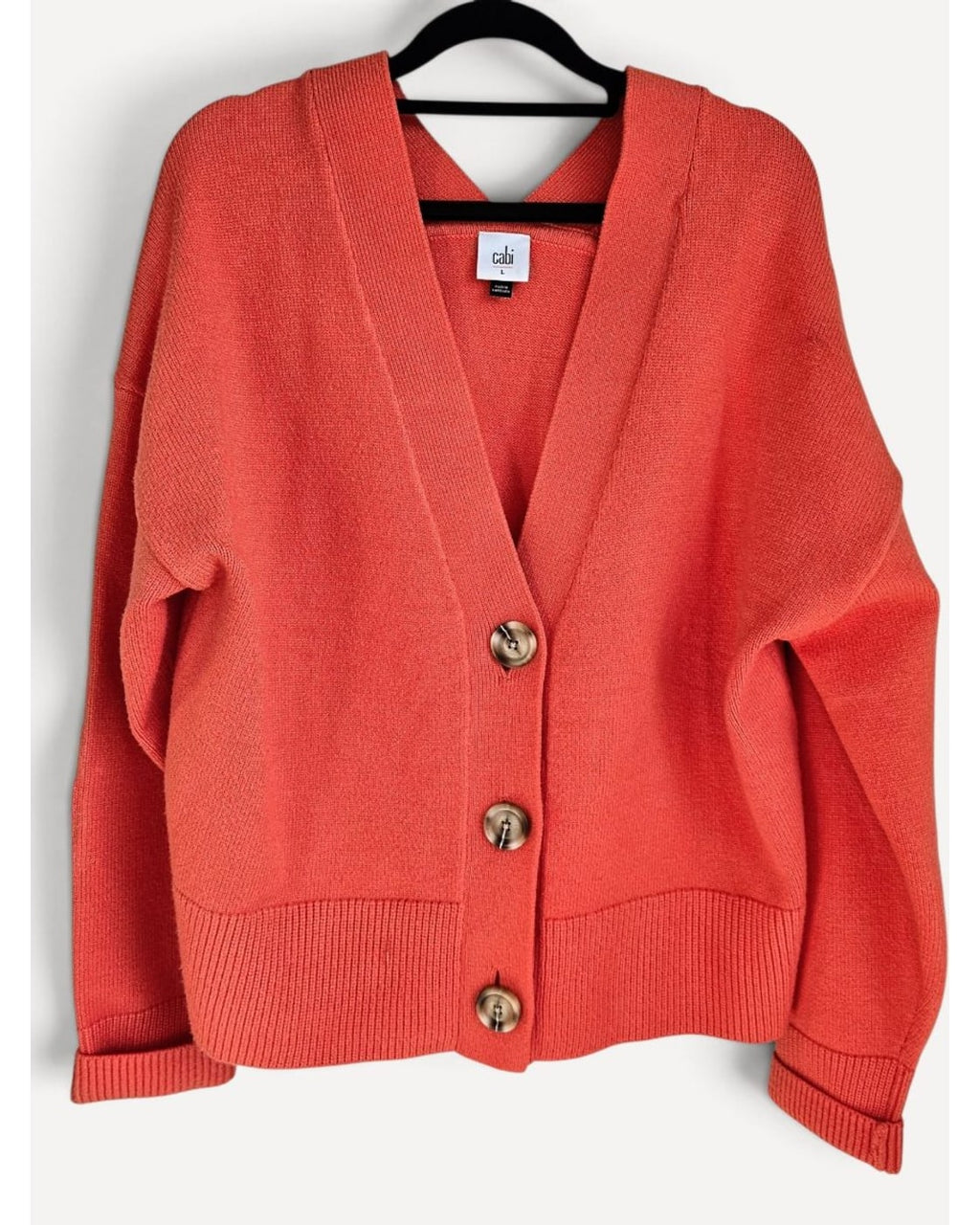 Orange Cabi V-Neck Button Front Cardigan - #6652, size L