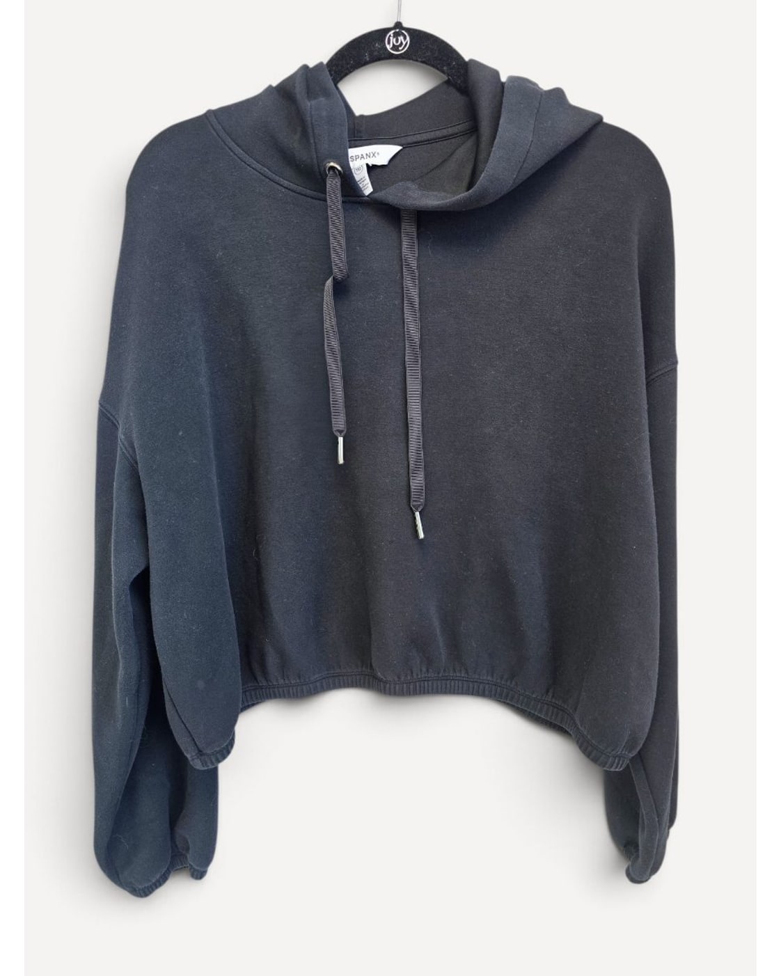 Black Spanx Cropped Pullover Hoodie, size XL