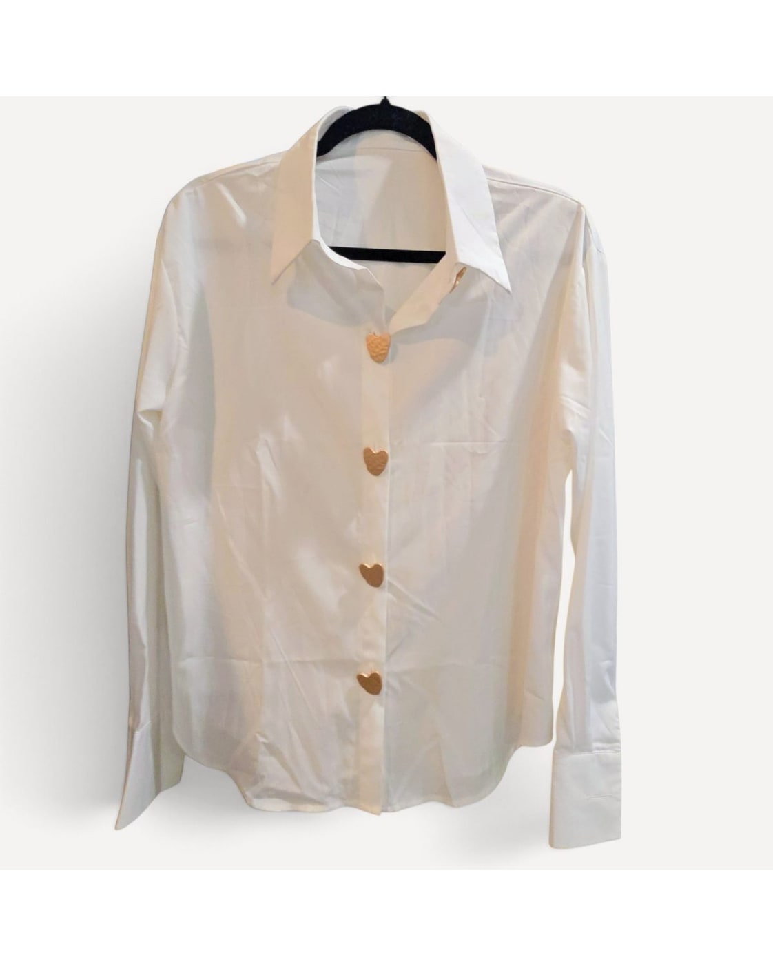 White Hilary + Company Heart Button Blouse, size XL