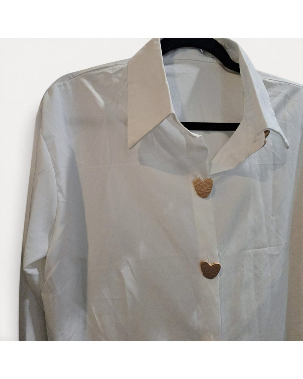 White Hilary + Company Heart Button Blouse, size XL – photo 2