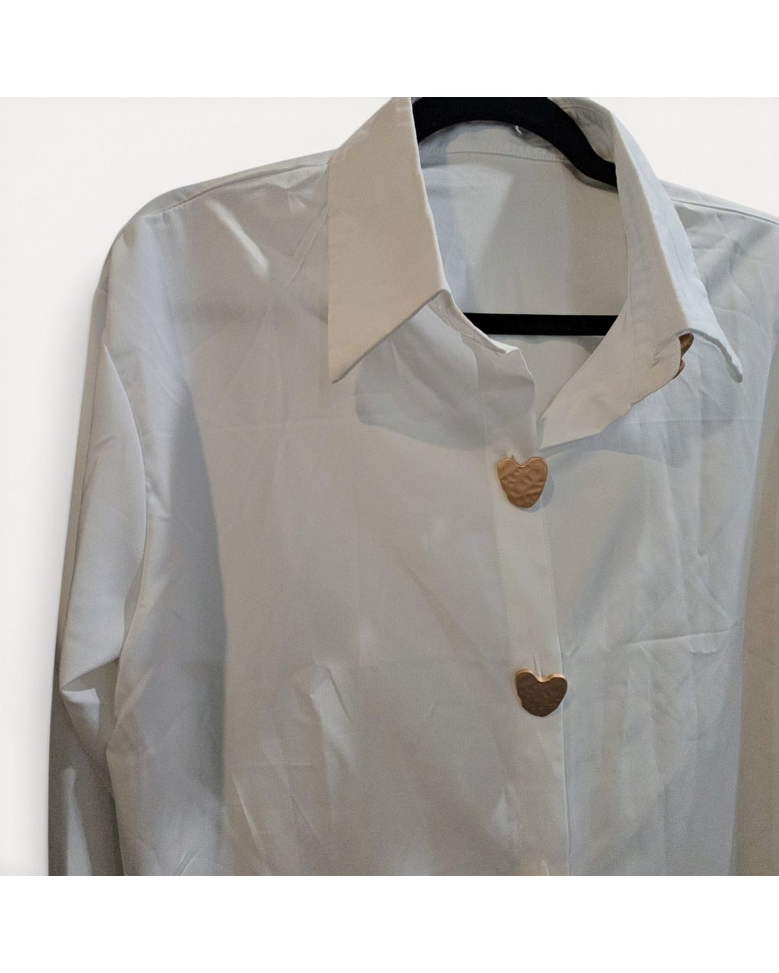 White Hilary + Company Heart Button Blouse, size XL – photo 2