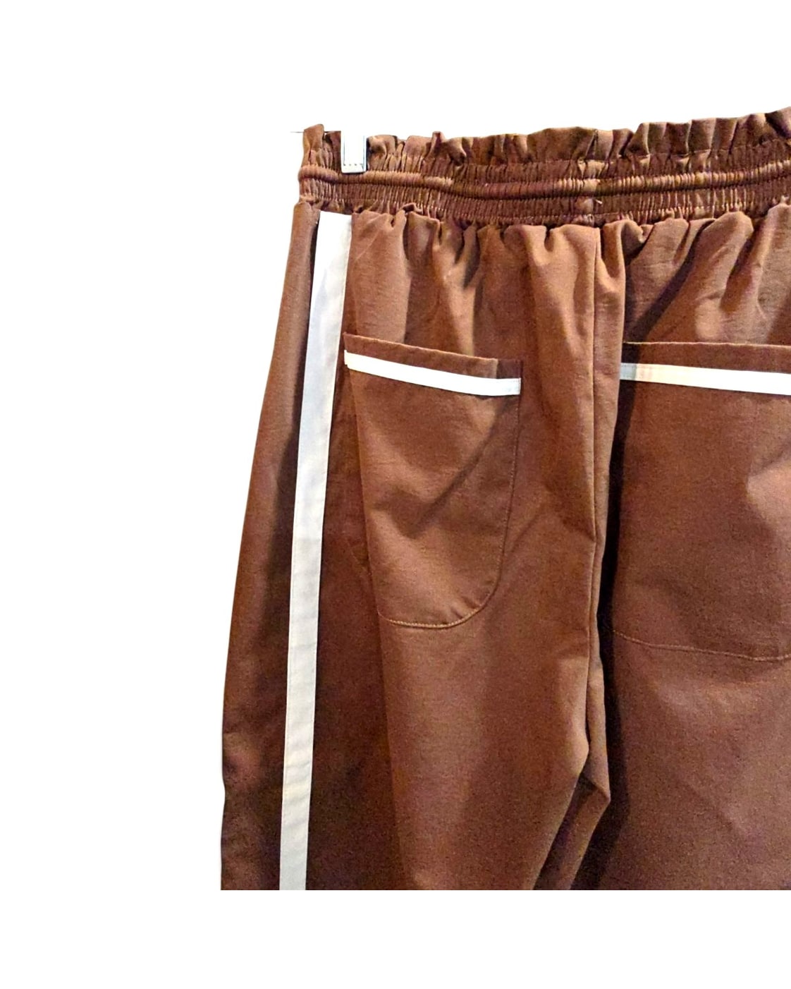Brown Unbranded Striped Side-Stripe Track Joggers, size L – photo 2