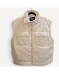 Beige Calia Collared Zip-Front Puffer Vest, size L