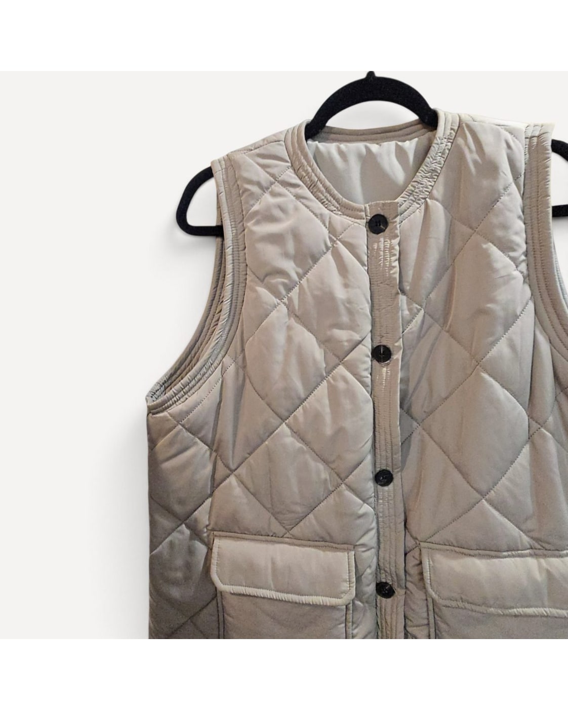 Beige Unbranded Quilted Button-Front Vest, size XL