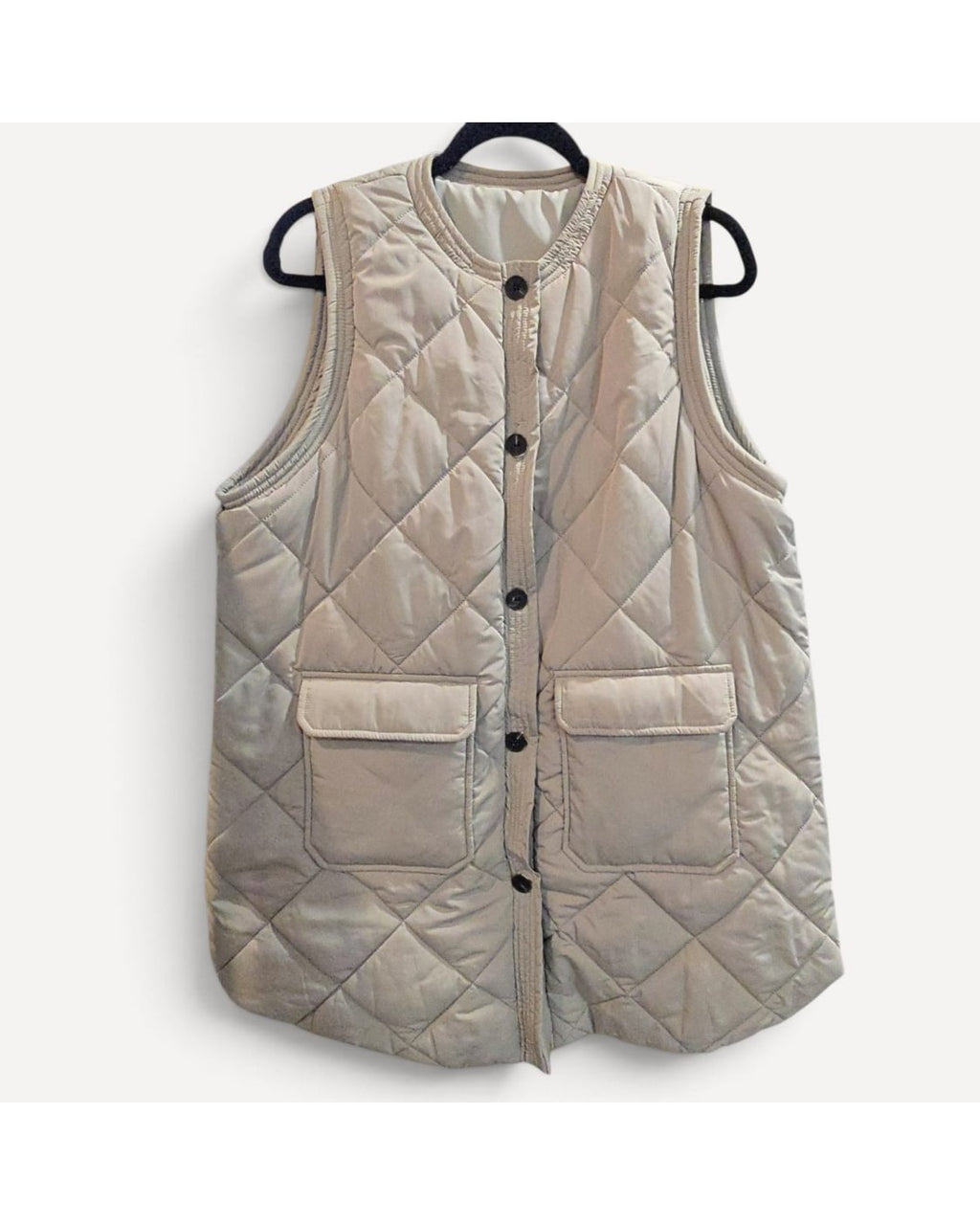Beige Unbranded Quilted Button-Front Vest, size XL – photo 2