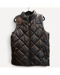 Black Zenana Quilted Faux-Leather Puffer Vest, size XL