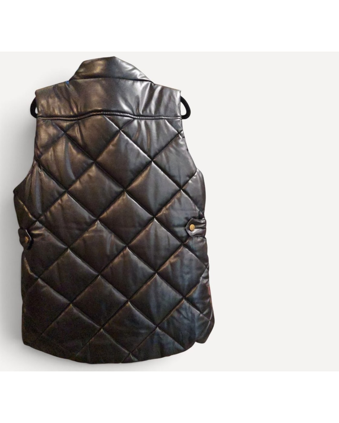Black Zenana Quilted Faux-Leather Puffer Vest, size XL – photo 2