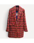 Pink Johnston & Murphy Shawl Collar Plaid Coat - #45-1866, size XL