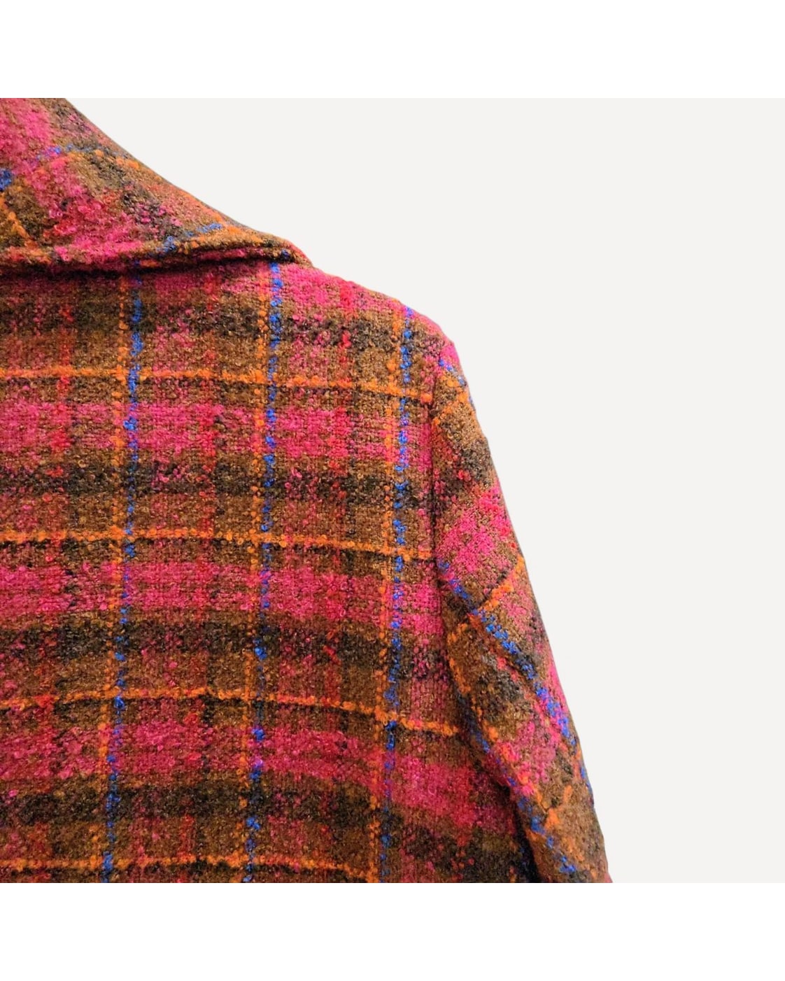 Pink Johnston & Murphy Shawl Collar Plaid Coat - #45-1866, size XL – photo 2