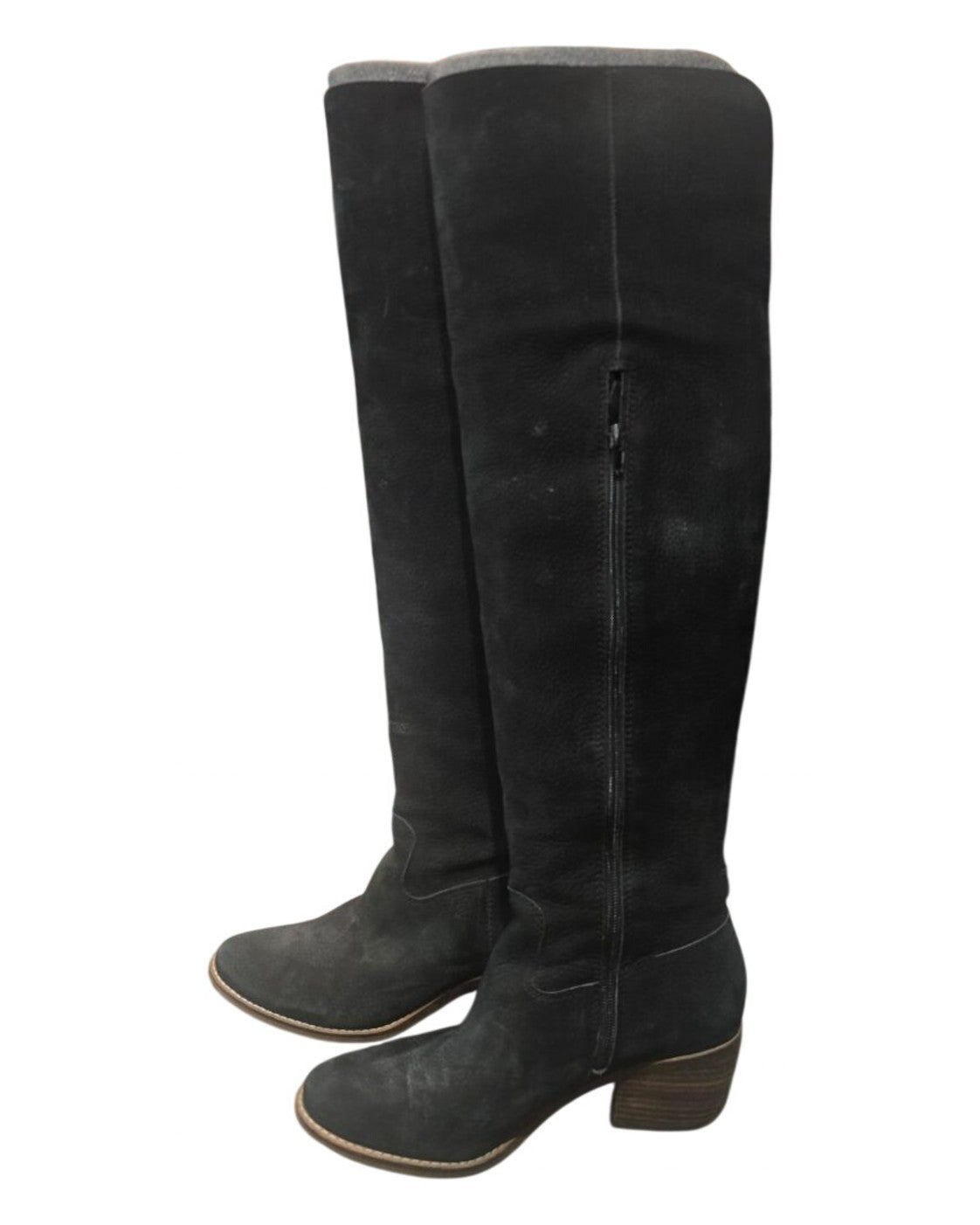 Black Lucky Brand Khlonn Knee-High Suede Boots, size 9