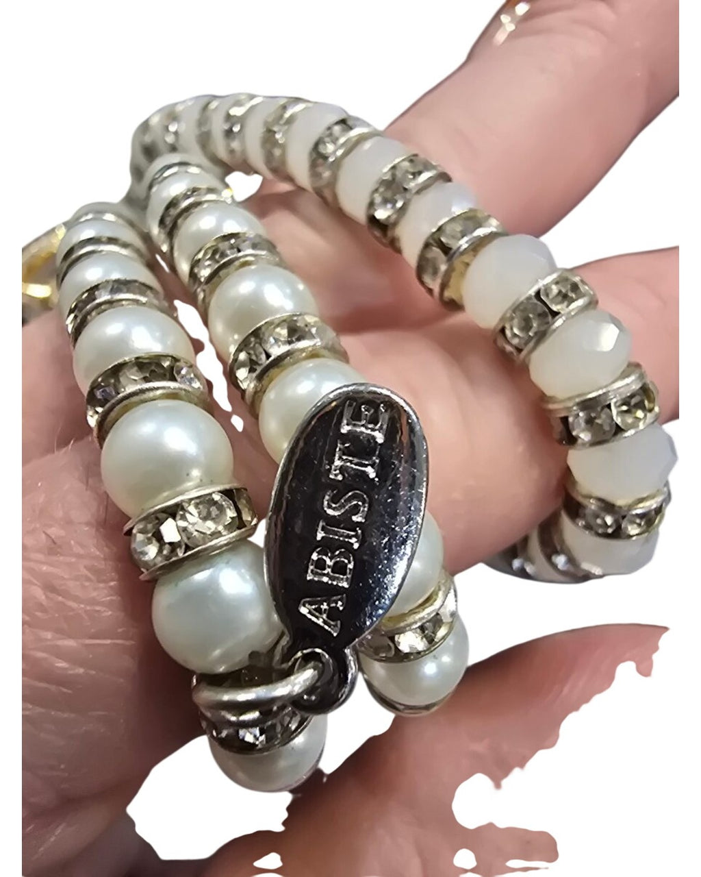 Silver Abiste Pearl And Rhinestone Wrap Bracelet – photo 2