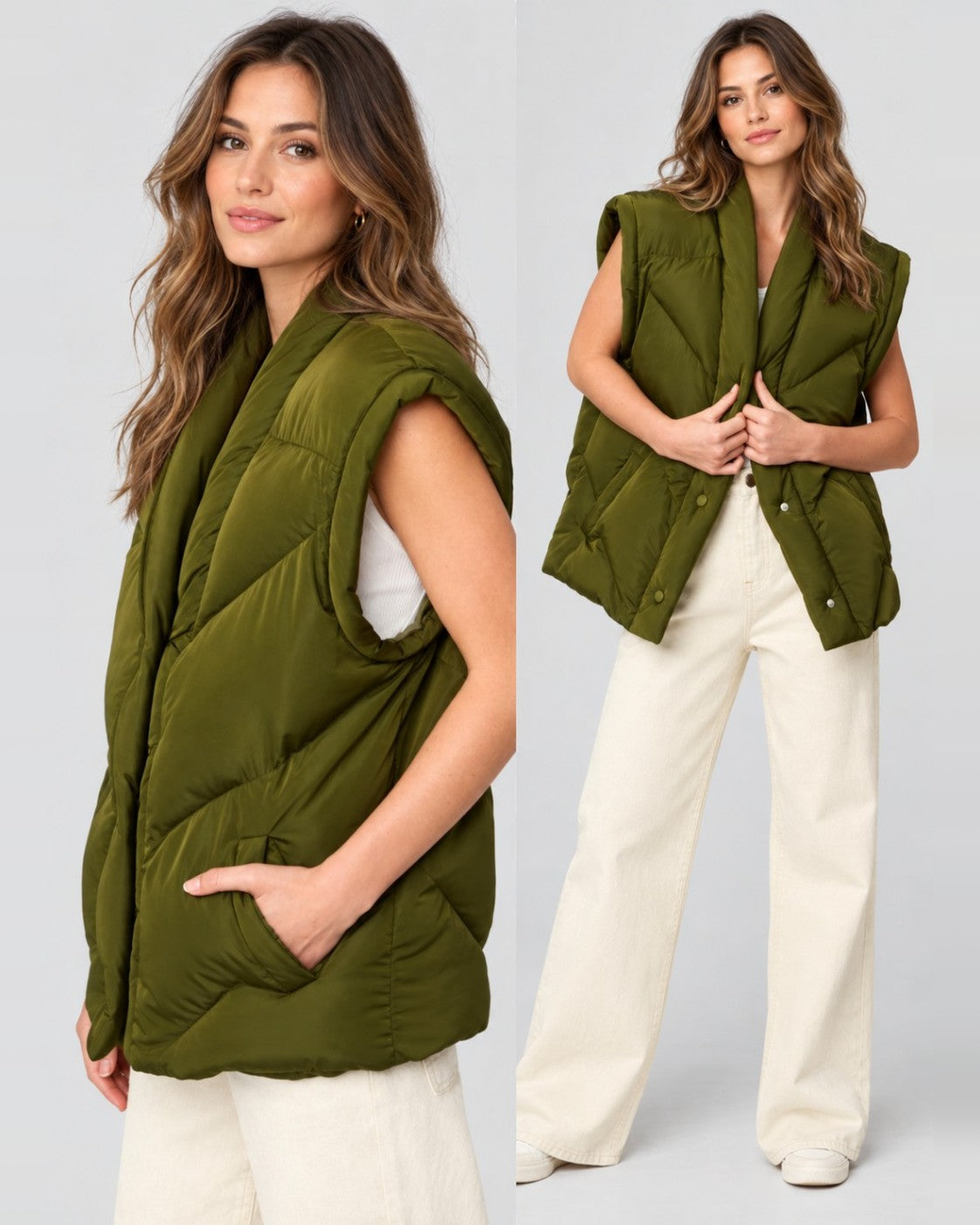 Green Blanknyc Quilted Puffer Vest, size XS