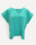 Blue Entro Textured Cap Sleeve Knit Top - #T22411, size L