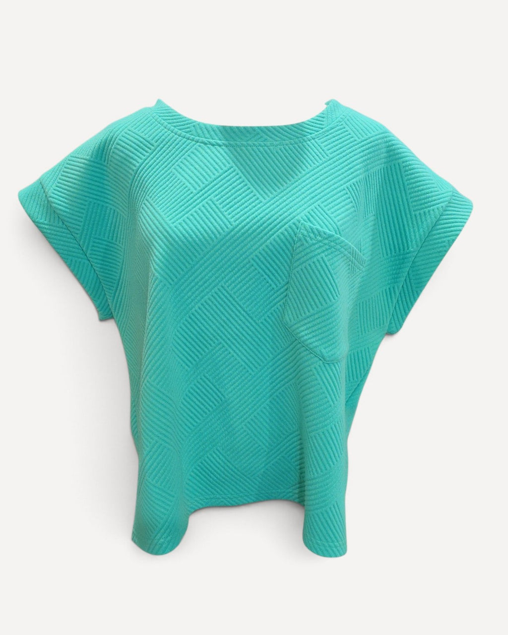 Blue Entro Textured Cap Sleeve Knit Top - #T22411, size L