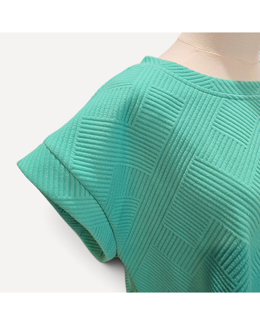 Blue Entro Textured Cap Sleeve Knit Top - #T22411, size L – photo 2