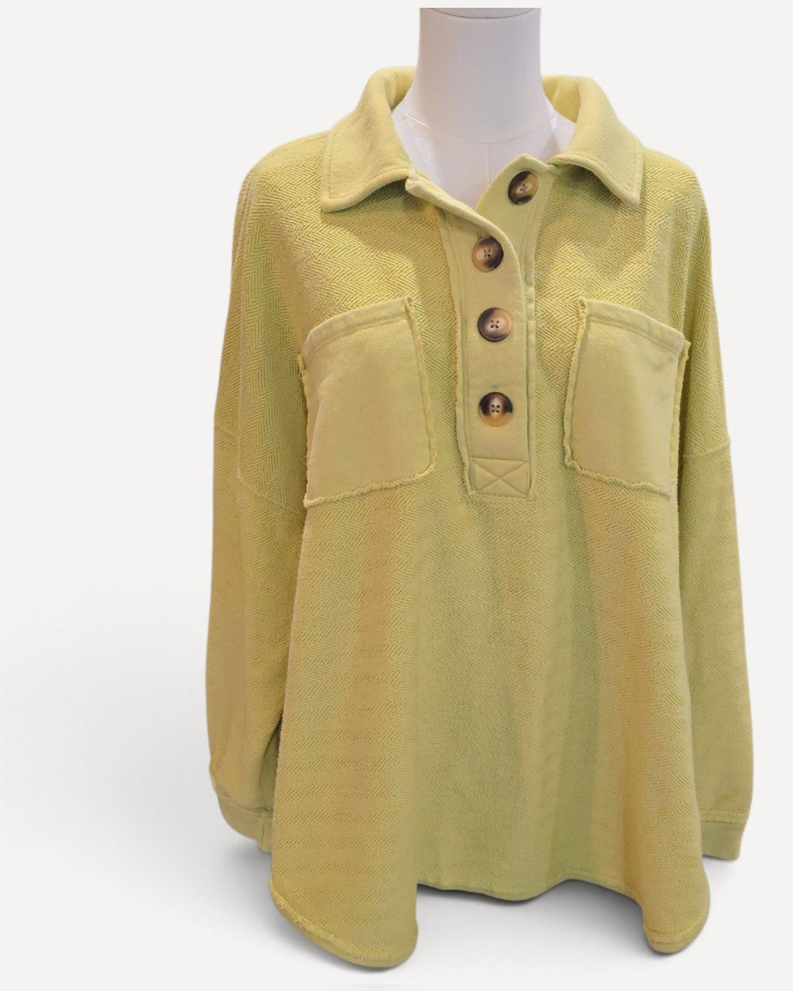 Yellow American Eagle Collared Popover Pullover Top, size M – photo 3