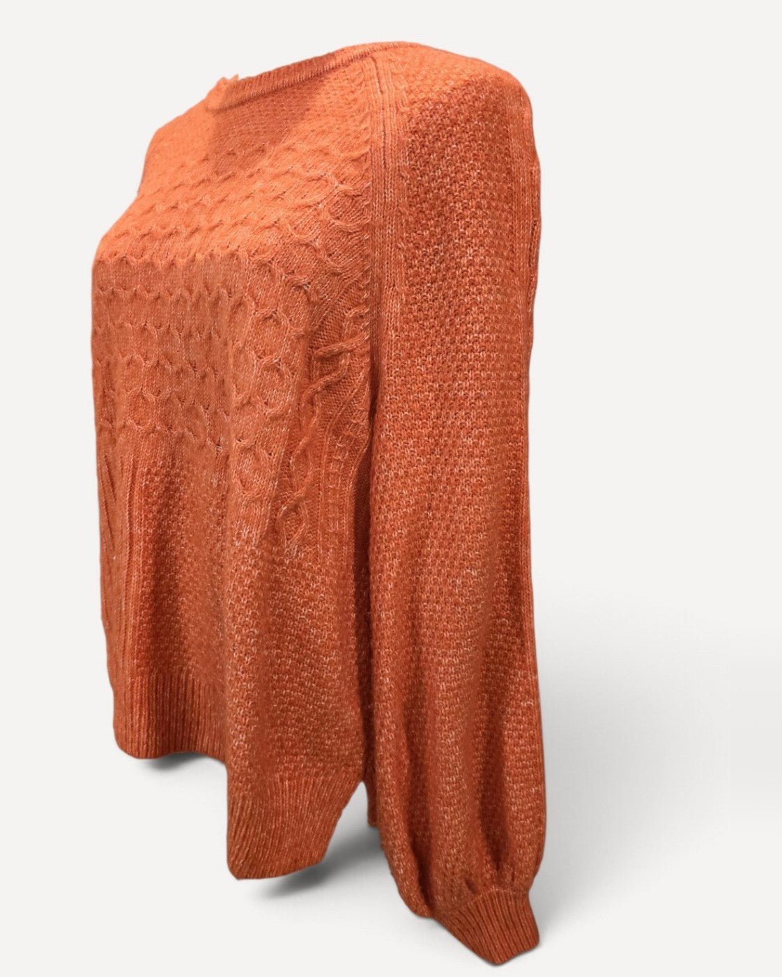Orange Cabi Textured Knit Crew Sweater - #4038, size S – photo 2