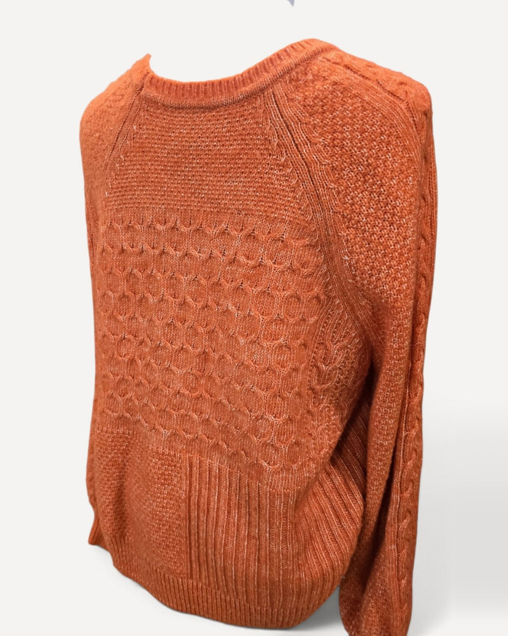 Orange Cabi Textured Knit Crew Sweater - #4038, size S – photo 3