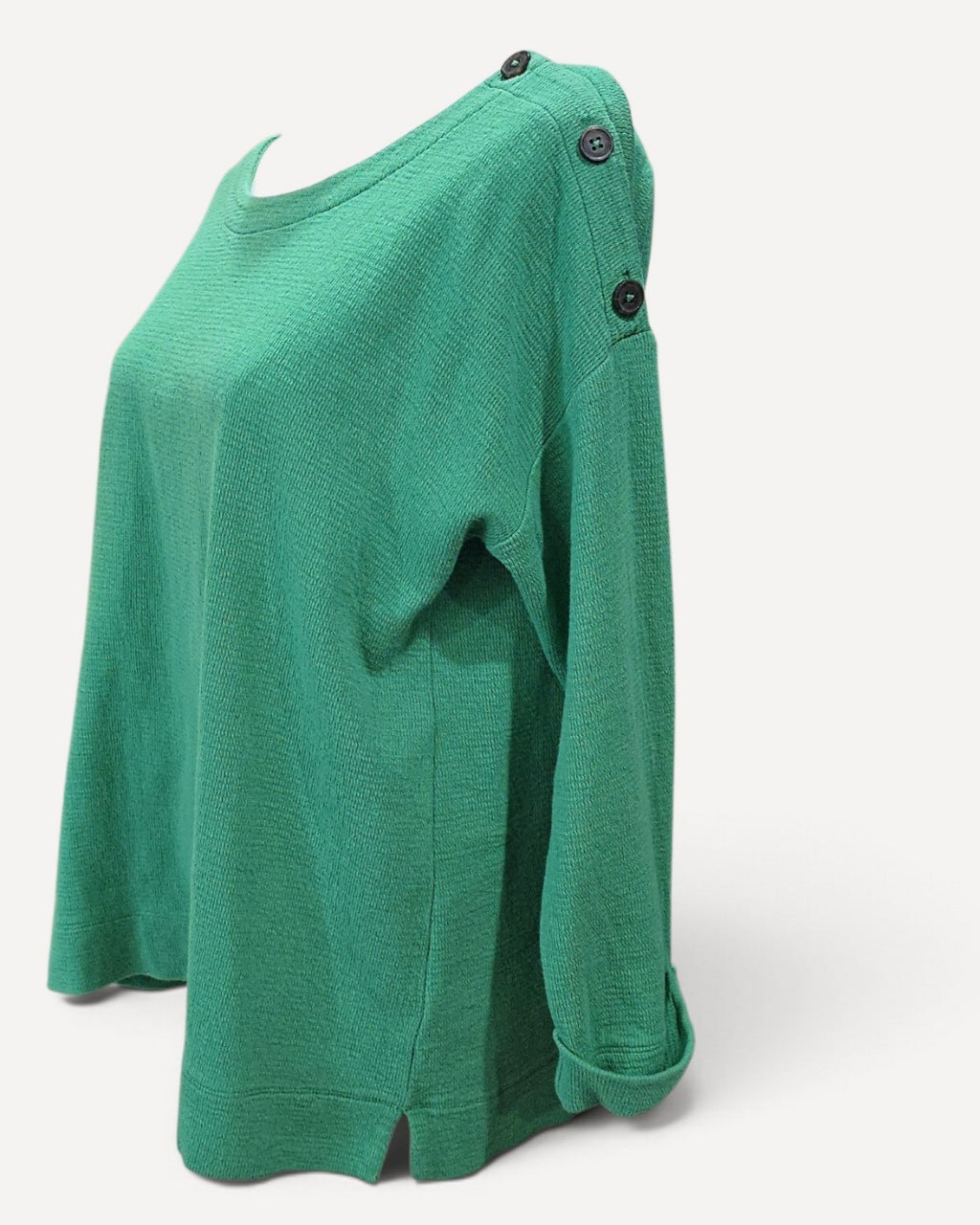 Green J.Jill J Jill Button-Shoulder Knit Top, size S – photo 2