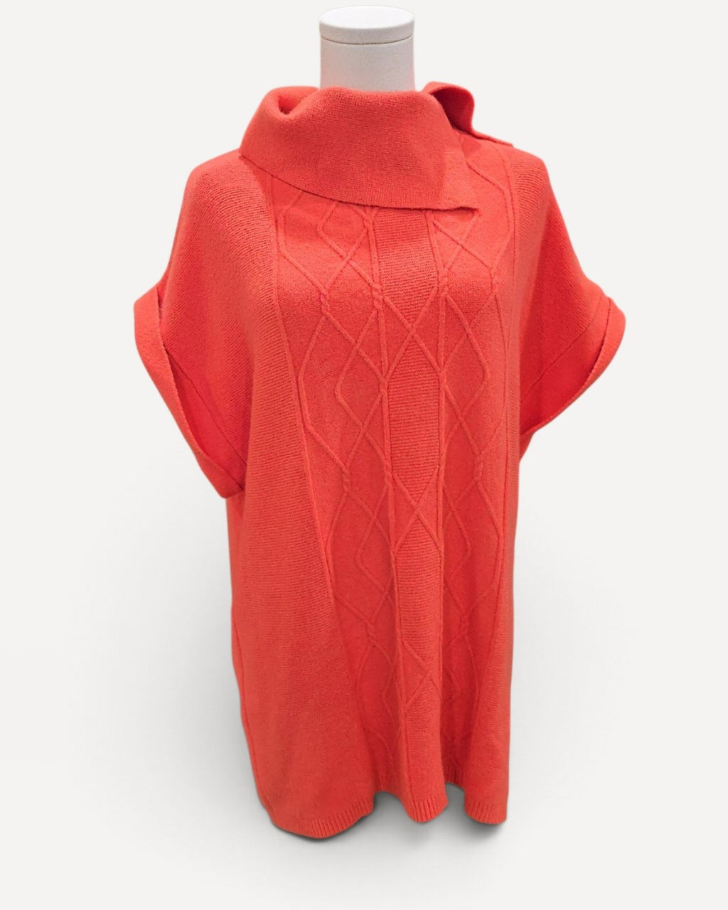 Orange Picadilly Cable Knit Turtleneck Sweater, size M