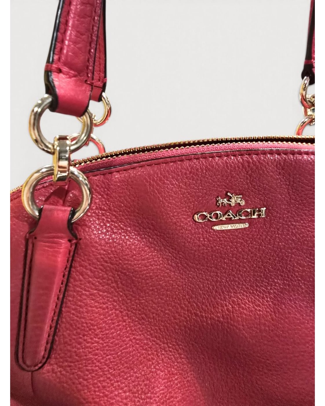 Pink Coach Kelsey Pebbled Leather Satchel - #B1743-F36675