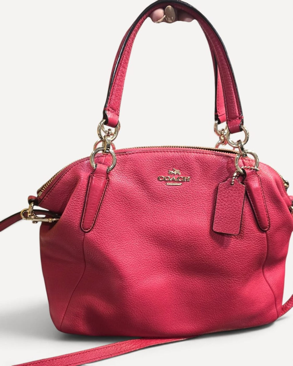 Pink Coach Kelsey Pebbled Leather Satchel - #B1743-F36675 – photo 3