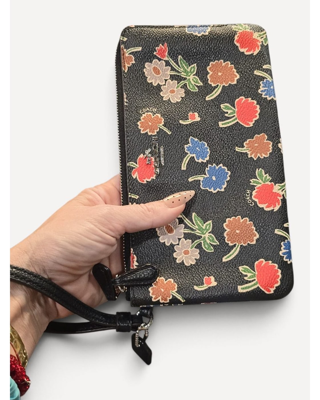 Multicolor Coach Floral Zip-Around Wristlet Wallet