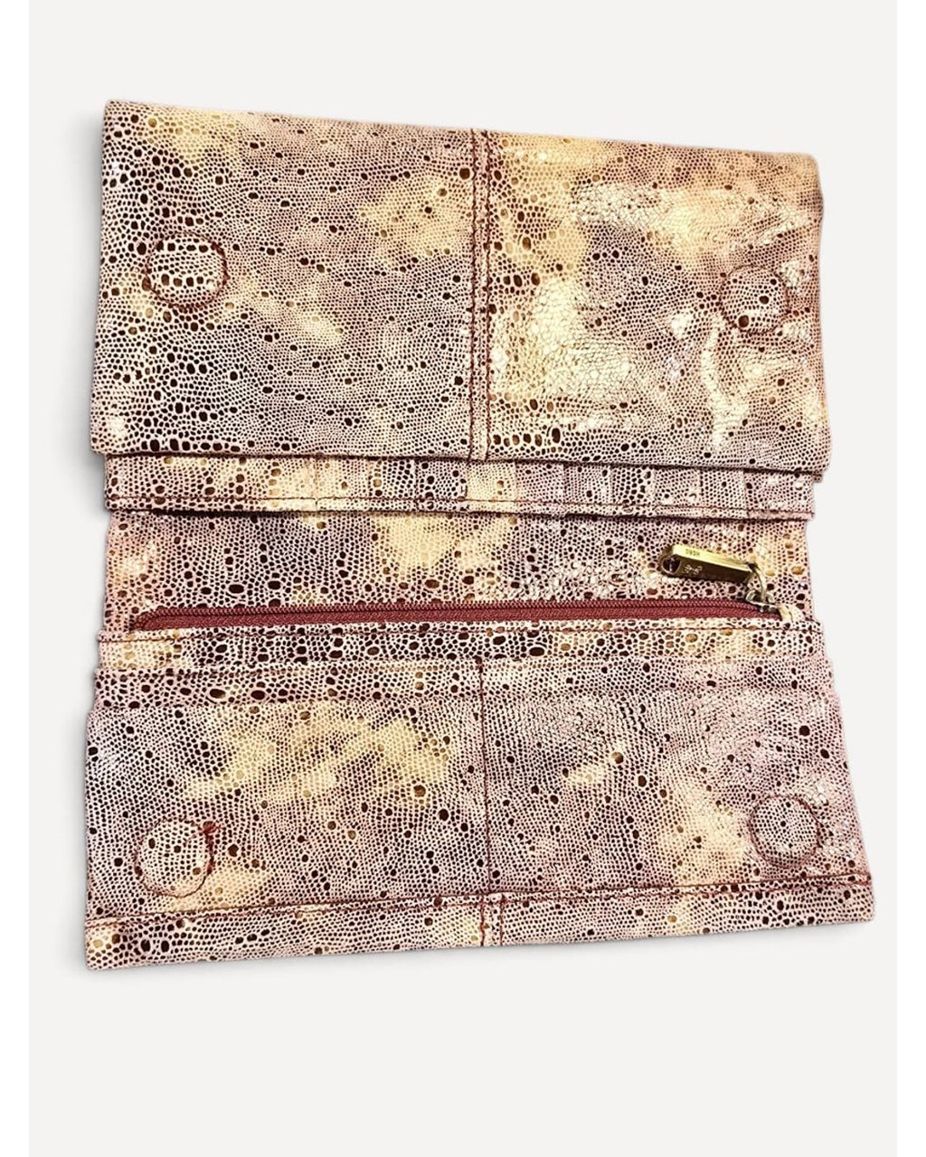Gold Hobo Embossed Snake-Print Trifold Wallet – photo 2