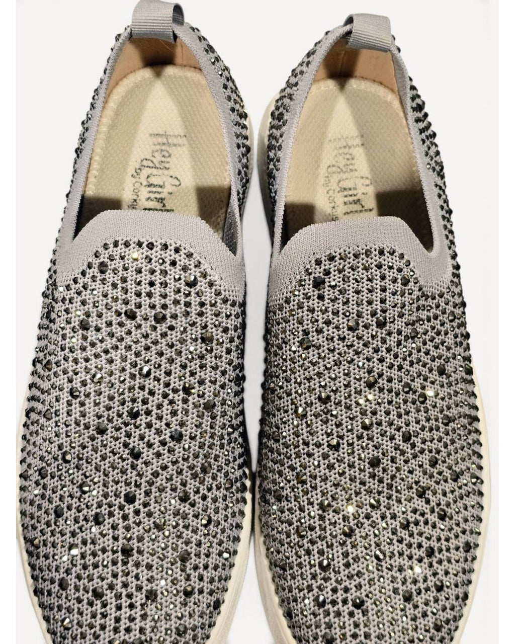 Grey Corkys Swank Rhinestone Slip-On Sneakers, size 10