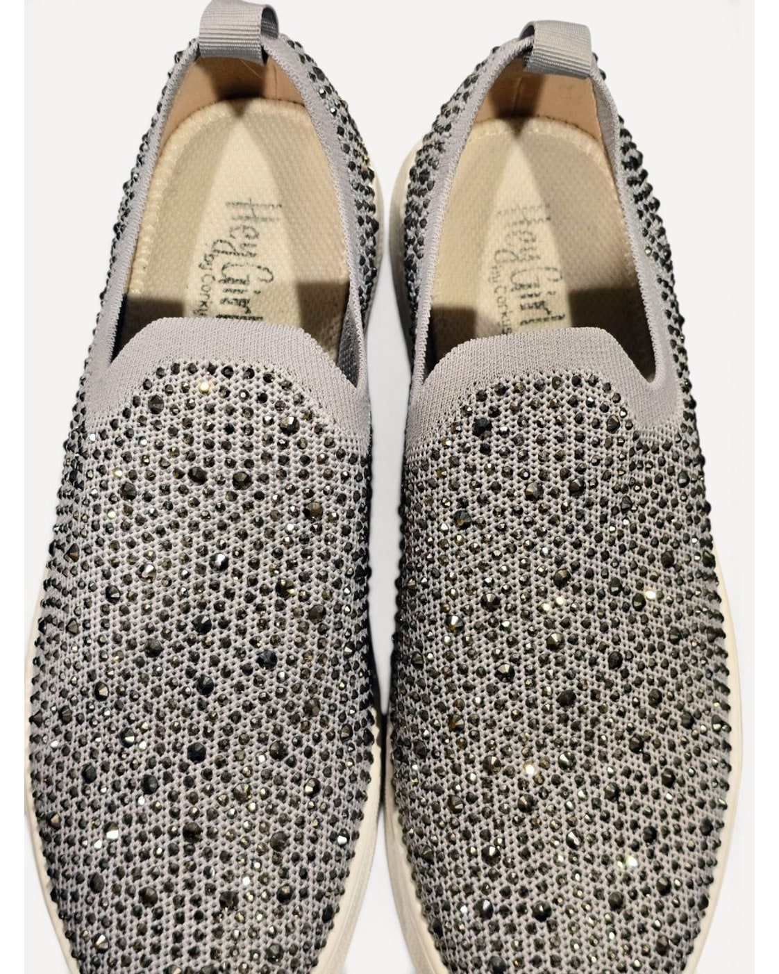 Grey Corkys Swank Rhinestone Slip-On Sneakers, size 10