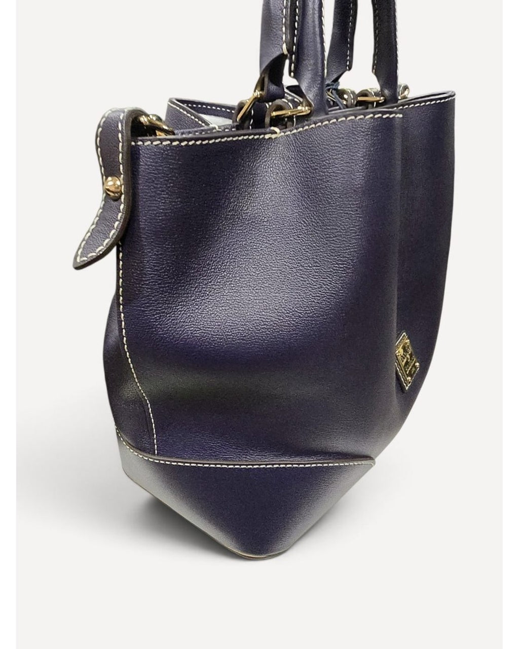 Navy Dooney & Bourke Leather Bucket Tote – photo 3
