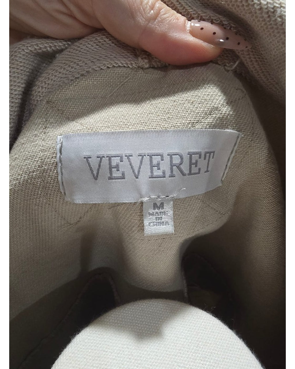 Beige Veveret Star Embroidered Frayed Hooded Jacket, size M – photo 4