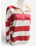 Red Live Well Striped Quarter-Zip Pullover, size S