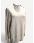 Beige Ann Taylor Factory Button-Shoulder Mock Turtleneck Sweater - #30509450, size XL