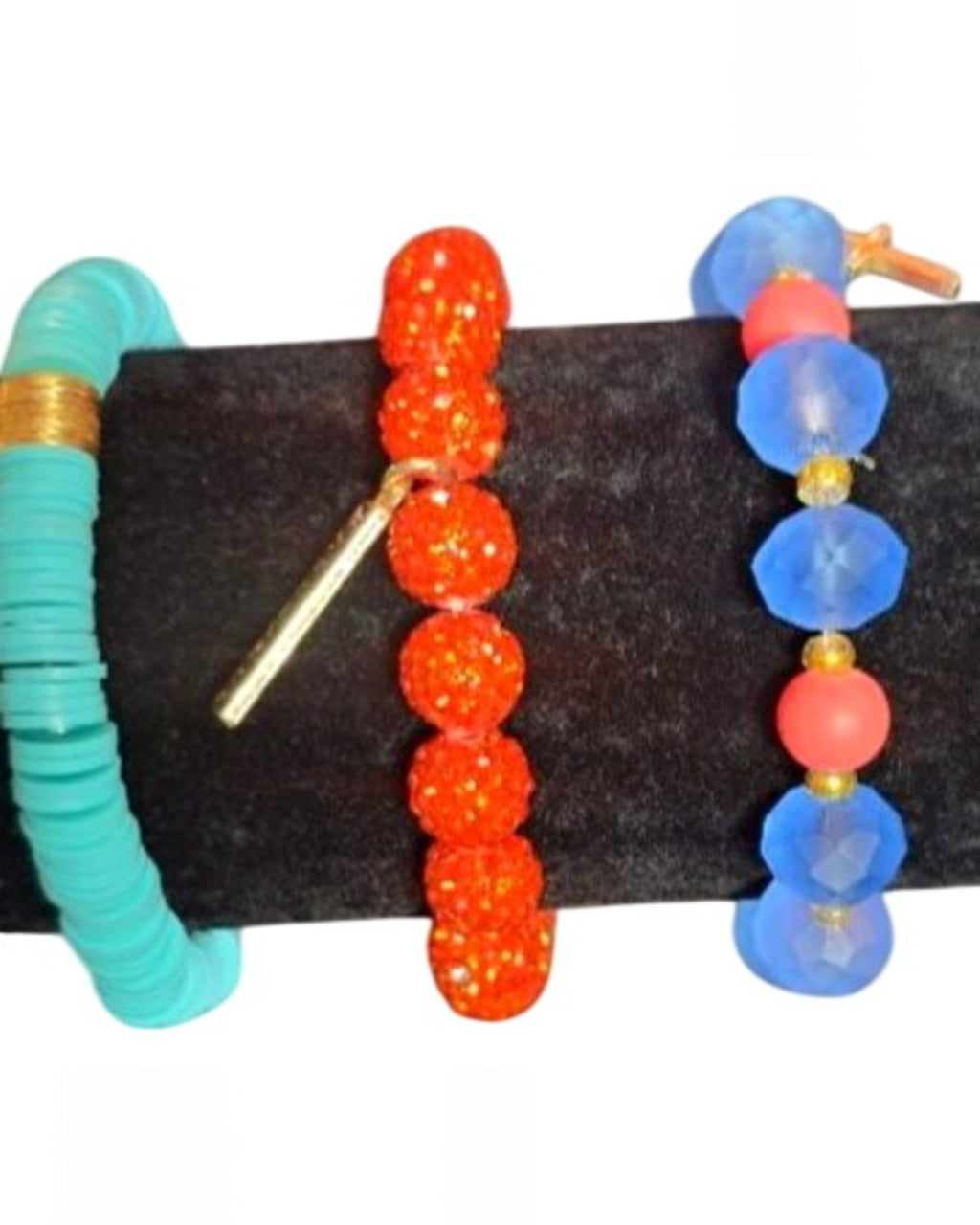 Blue Unbranded Beaded Cross Charm Bracelet