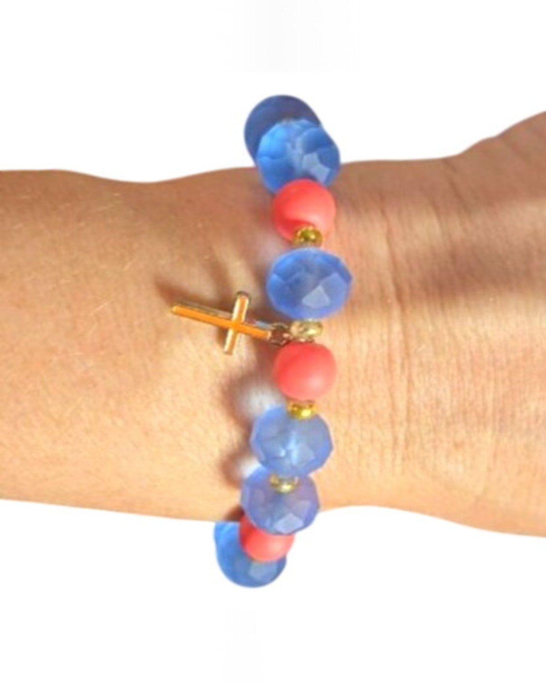 Blue Unbranded Beaded Cross Charm Bracelet – photo 3