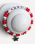 Red Unbranded Gbr Beaded Charm Bracelet Set