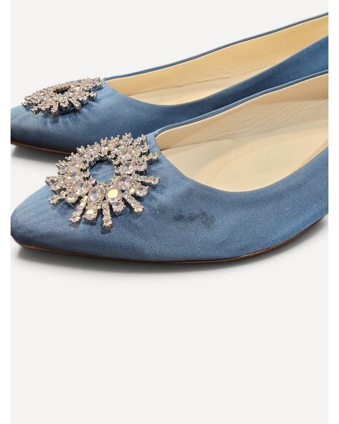 Blue Loren Hope Crystal Sunburst Pointed-Toe Flats As Is (Small Spot On Left Shoe), size 39 – photo 4
