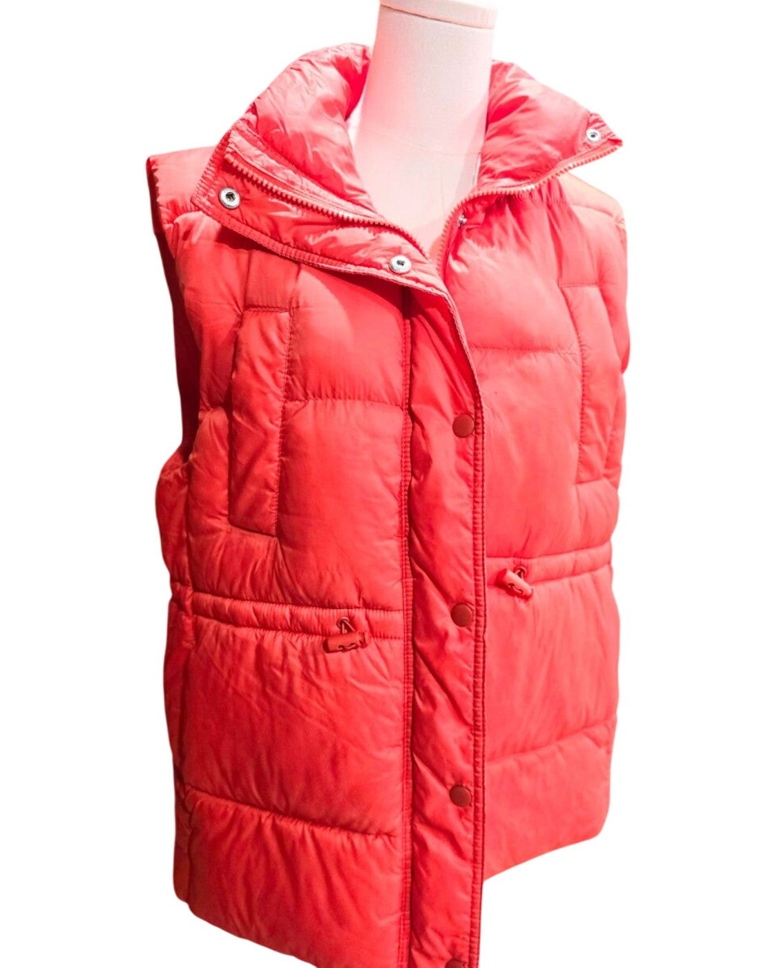 Orange Love Tree Quilted Puffer Vest, size Small