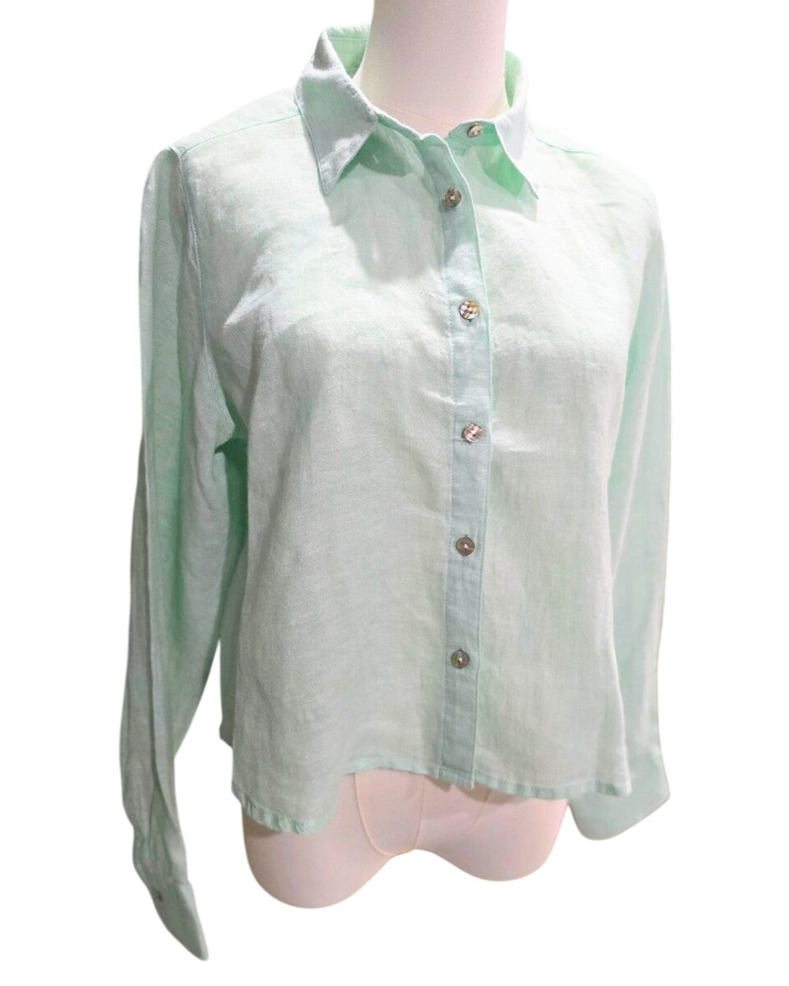 Green Cynthia Rowley Linen Button Down Shirt, size S