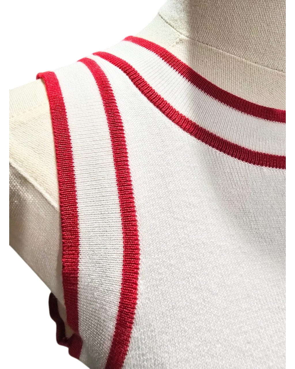 Red Cable & Gauge Striped Sleeveless Knit Top, size S – photo 2